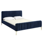 Temple &amp; Webster Navy Emily Velvet Bed