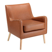 Temple &amp; Webster Tan Shelley Premium Faux Leather Armchair