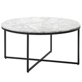 Temple &amp; Webster 80cm White Serena Italian Carrara Marble Coffee Table