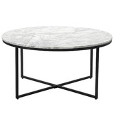 Temple &amp; Webster 80cm White Serena Italian Carrara Marble Coffee Table