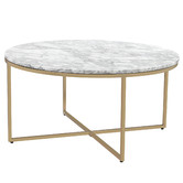 Temple &amp; Webster 80cm White Serena Italian Carrara Marble Coffee Table