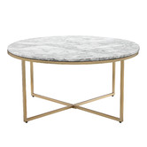 Temple &amp; Webster 80cm White Serena Italian Carrara Marble Coffee Table