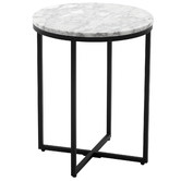 Temple &amp; Webster 40cm White Serena Round Italian Carrara Marble Side Table