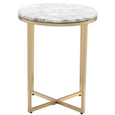 Temple &amp; Webster 40cm White Serena Round Italian Carrara Marble Side Table