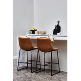 Temple &amp; Webster 66cm Phoenix Vintage-Style Faux Leather Barstools