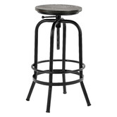 Temple &amp; Webster Industrial Elm Wood Adjustable Barstool