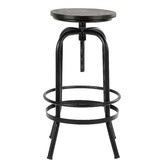 Temple &amp; Webster Industrial Elm Wood Adjustable Barstool
