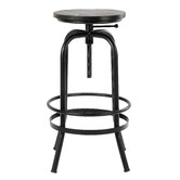Temple &amp; Webster Industrial Elm Wood Adjustable Barstool