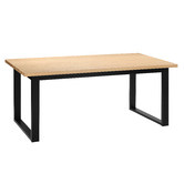 Temple &amp; Webster Black Ski-Leg Oak Wood Dining Table