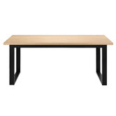 Temple &amp; Webster Black Ski-Leg Oak Wood Dining Table