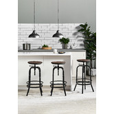 Temple &amp; Webster Industrial Elm Wood Adjustable Barstool