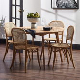 Temple &amp; Webster Dion Herringbone  Round Dining Table &amp; Luca Dining Chair Set