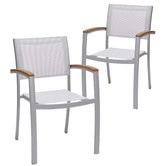 Temple &amp; Webster Silver Maui Aluminium Outdoor Sling Dining Chairs