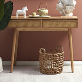 Temple &amp; Webster Light Oak Daintree Rattan &amp; Oak Console