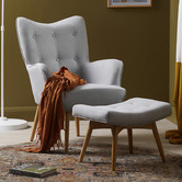 Temple &amp; Webster Buckland Premium Armchair with Footstool
