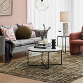 Temple &amp; Webster 80cm White Serena Italian Carrara Marble Coffee Table