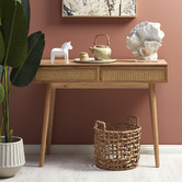 Temple &amp; Webster Light Oak Daintree Rattan &amp; Oak Console