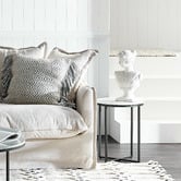 Temple &amp; Webster 40cm White Serena Round Italian Carrara Marble Side Table