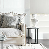 Temple &amp; Webster 40cm White Serena Round Italian Carrara Marble Side Table