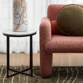 Temple &amp; Webster 40cm White Serena Round Italian Carrara Marble Side Table