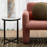 Temple &amp; Webster 40cm White Serena Round Italian Carrara Marble Side Table