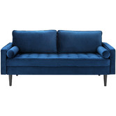 Temple & Webster Navy Stockholm Velvet 3 Seater Sofa & Armchair Set