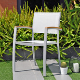 Temple &amp; Webster Silver Maui Aluminium Outdoor Sling Dining Chairs