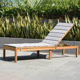 Temple &amp; Webster Natural Lanai Eucalyptus Wood Wheeled Sun Lounge