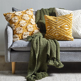 Temple &amp; Webster Ochre Clove Tufted Cotton Cushion