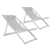 Temple &amp; Webster White Kos Aluminium Outdoor Sling Deck Chairs