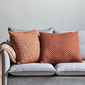 Temple &amp; Webster Rust Leo Quilted Cotton Cushion
