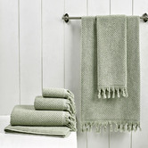 Temple &amp; Webster 6 Piece Sage Hand-Knotted Turkish Cotton Towel Set