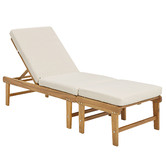Temple &amp; Webster 2 Piece St. Barths Acacia Sun Lounge Chair &amp; Ottoman Set