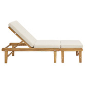 Temple &amp; Webster 2 Piece St. Barths Acacia Sun Lounge Chair &amp; Ottoman Set