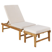 Temple &amp; Webster 2 Piece St. Barths Acacia Sun Lounge Chair &amp; Ottoman Set