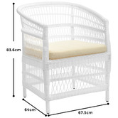 Temple &amp; Webster White Malawi Style PE Rattan Outdoor Cushioned Dining Chair