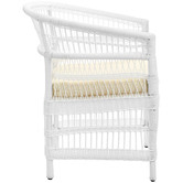 Temple &amp; Webster White Malawi Style PE Rattan Outdoor Cushioned Dining Chair