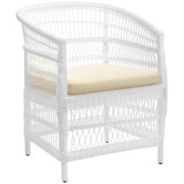 Temple &amp; Webster White Malawi Style PE Rattan Outdoor Cushioned Dining Chair
