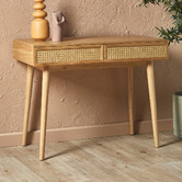 Temple &amp; Webster Light Oak Daintree Rattan &amp; Oak Console