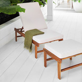 Temple &amp; Webster 2 Piece St. Barths Acacia Sun Lounge Chair &amp; Ottoman Set