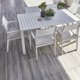 Temple &amp; Webster 4 Seater White Kos Outdoor Extendable Dining Set