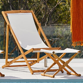 Temple &amp; Webster Belize Wooden Outdoor Deck Chair &amp; Footstool Set