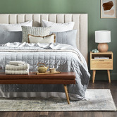 Temple &amp; Webster Oat White Charlotte Upholstered Bedhead