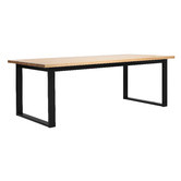 Temple &amp; Webster Black Ski-Leg Oak Wood Dining Table