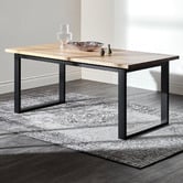 Temple &amp; Webster Black Ski-Leg Oak Wood Dining Table