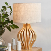 Temple &amp; Webster 57cm Bentwood Pine Table Lamp