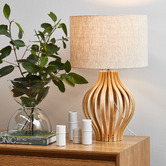 Temple &amp; Webster 57cm Bentwood Pine Table Lamp