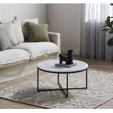 Temple &amp; Webster 80cm White Serena Italian Carrara Marble Coffee Table