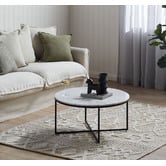 Temple &amp; Webster White Serena Round Carrara Marble Coffee Table