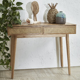 Temple &amp; Webster Light Oak Daintree Rattan &amp; Oak Console